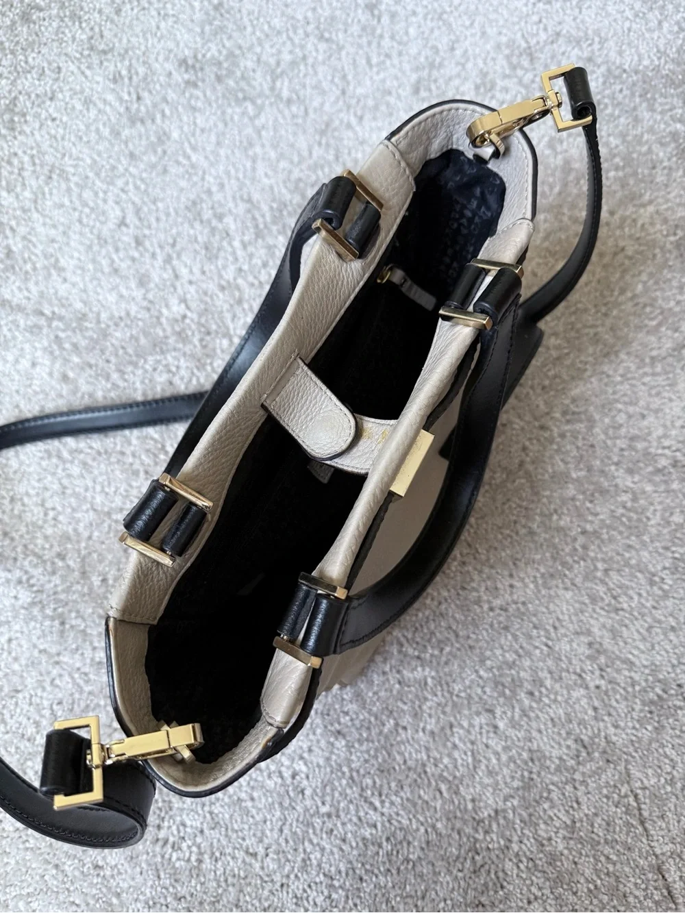 Kate Spade Houston Street Grey Taupe White Two Tone Satchel Handbag
